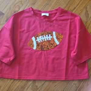 Pink Lily Red Sequin Football Tee